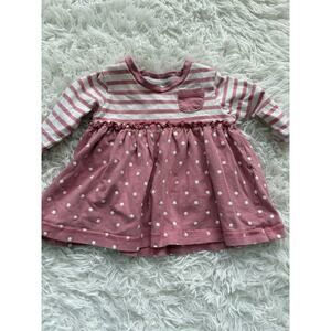 Ergee Baby Girl Sz. 1-2 Month Pink Design Long Sleeved Dress. Adorable